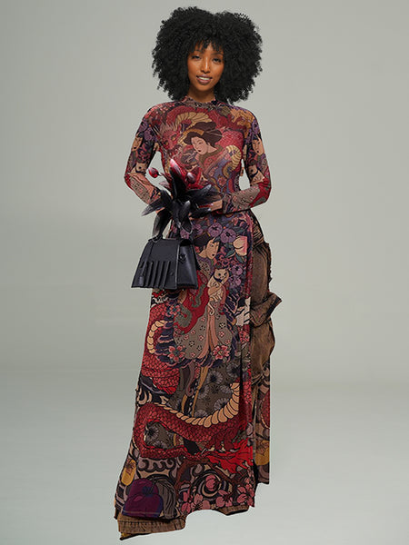 Printed Slit Tunic Top