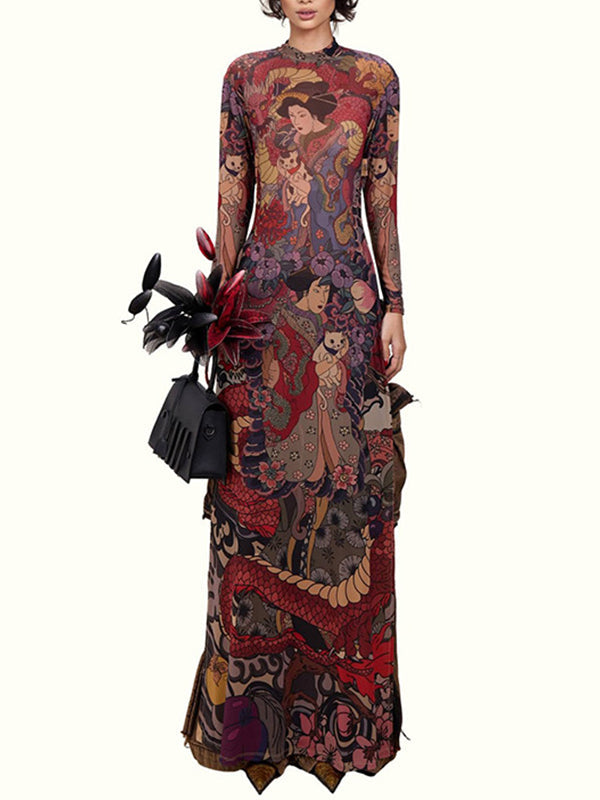 Printed Slit Tunic Top