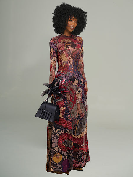 Printed Slit Tunic Top