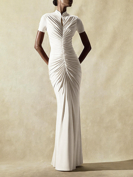 Solid Ruched Maxi Dress