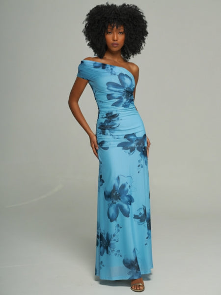 Printed One-Shoulder Dress