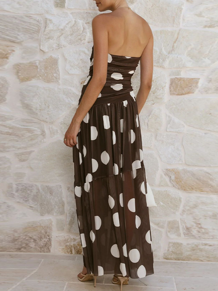 Dot Strapless Maxi Dress