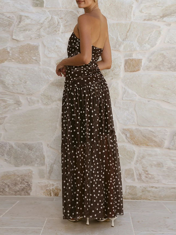 Dot Strapless Maxi Dress