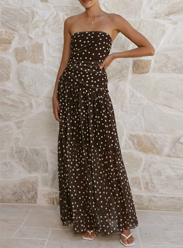 Dot Strapless Maxi Dress