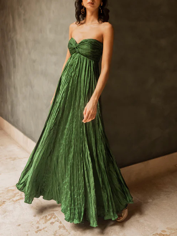 Strapless Slit Maxi Dress