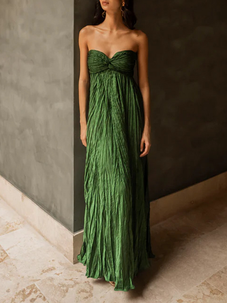 Strapless Slit Maxi Dress