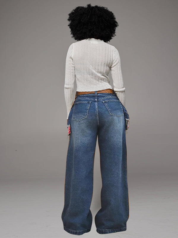 Plaid Combo Overlap Jeans