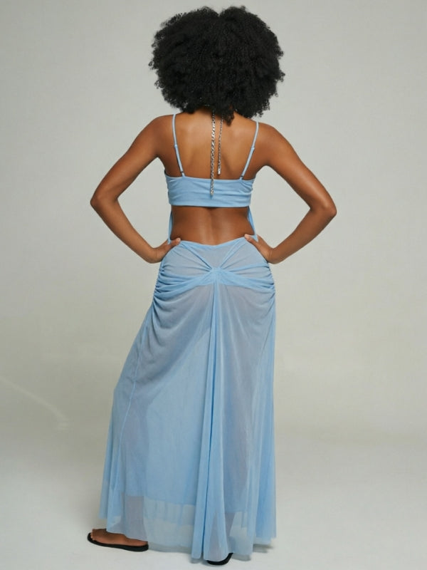 Sheer Halter Maxi Dress