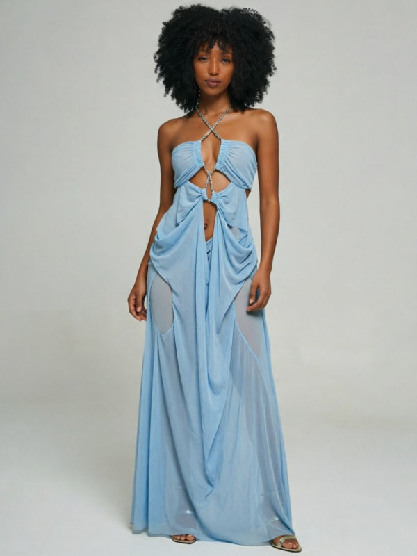 Sheer Halter Maxi Dress