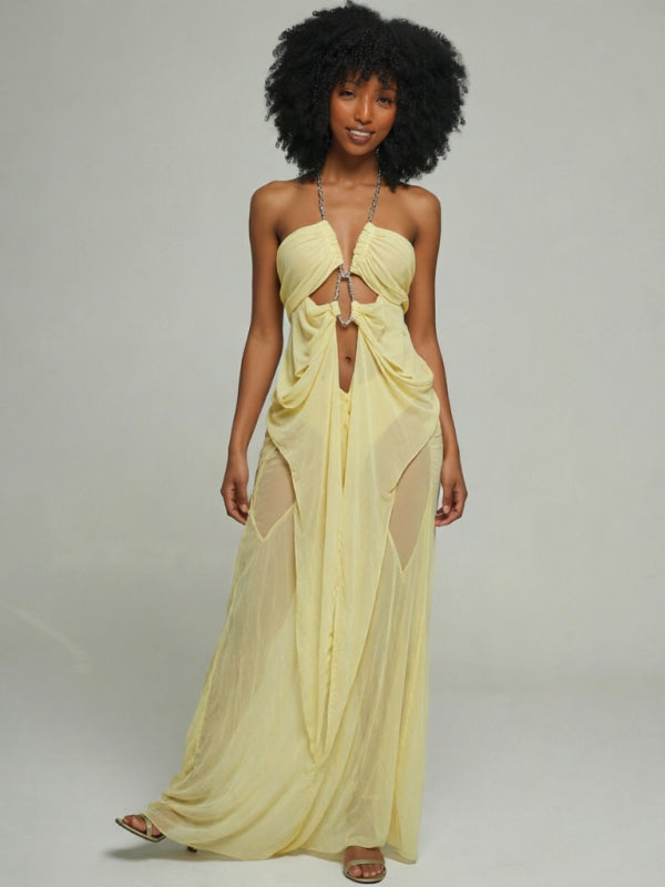 Sheer Halter Maxi Dress