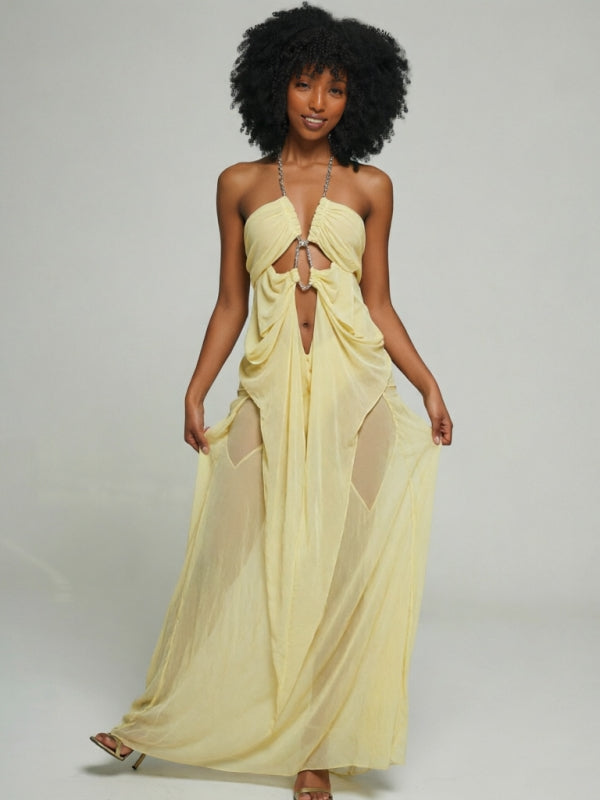 Sheer Halter Maxi Dress