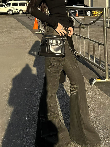 Flared Cargo Jeans