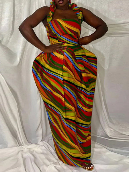 Printed Halter Maxi Dress