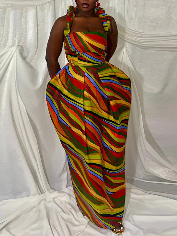 Printed Halter Maxi Dress