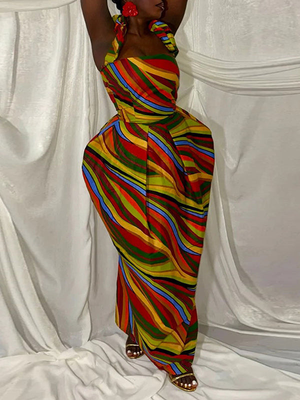 Printed Halter Maxi Dress