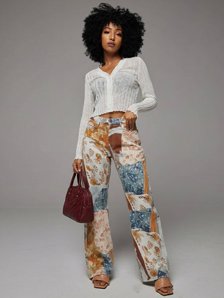 Colorbolck Straight Pants