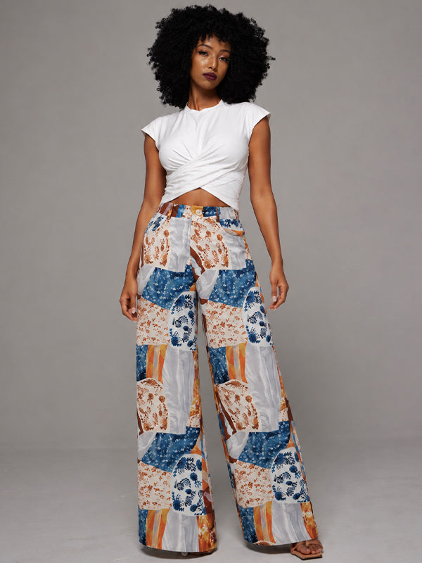 Colorbolck Straight Pants