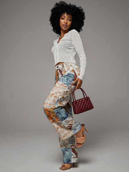 Colorbolck Straight Pants