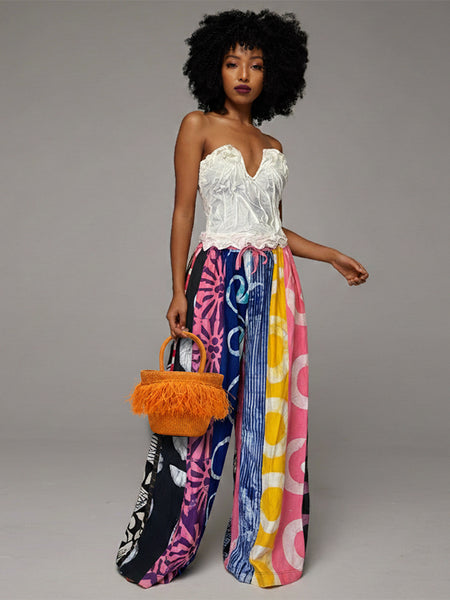 Printed Wide Leg Pants