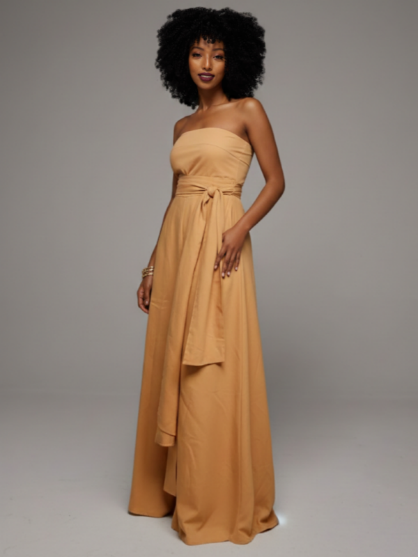 Strapless Tied Wide-Leg Jumpsuit