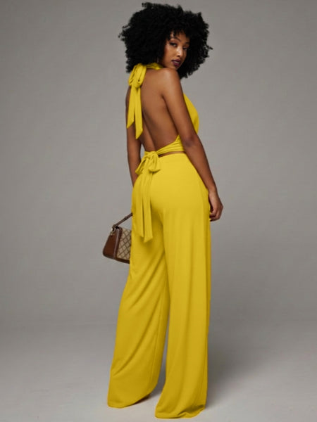 Cowl Neck Sleeveless Top & Wide Leg Pants