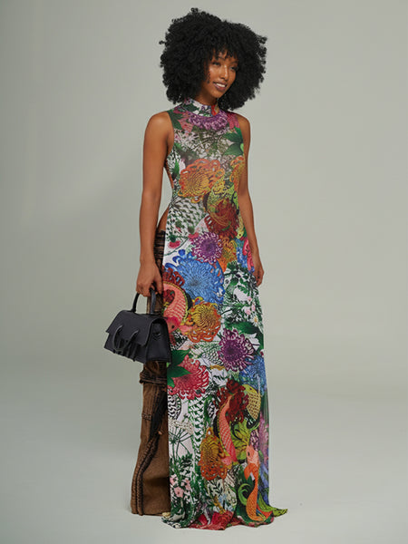 Printed Sleeveless Slit Tunic Top