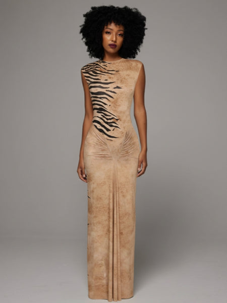 Printed Open-Back Maxi Dress