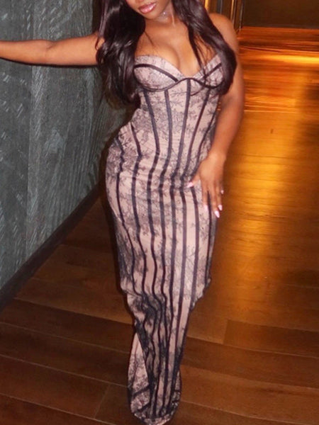 Printed Strapless Maxi Dress