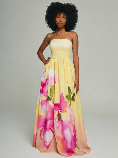 Floral Strapless Maxi Dress