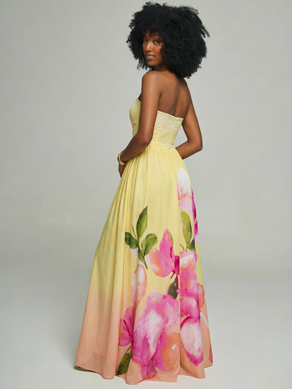 Floral Strapless Maxi Dress