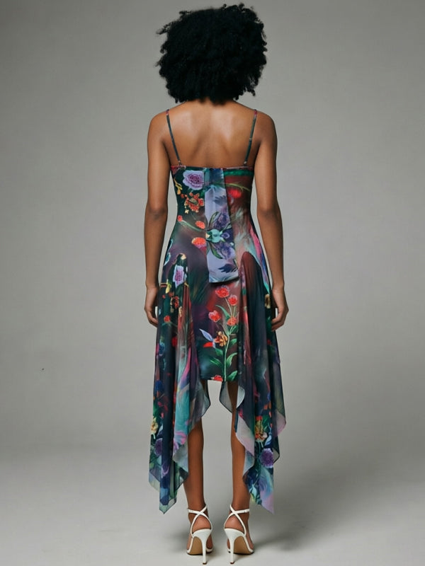 Printed Asymmetric Cami Dress