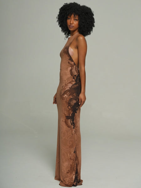 Printed Halter Maxi Dress