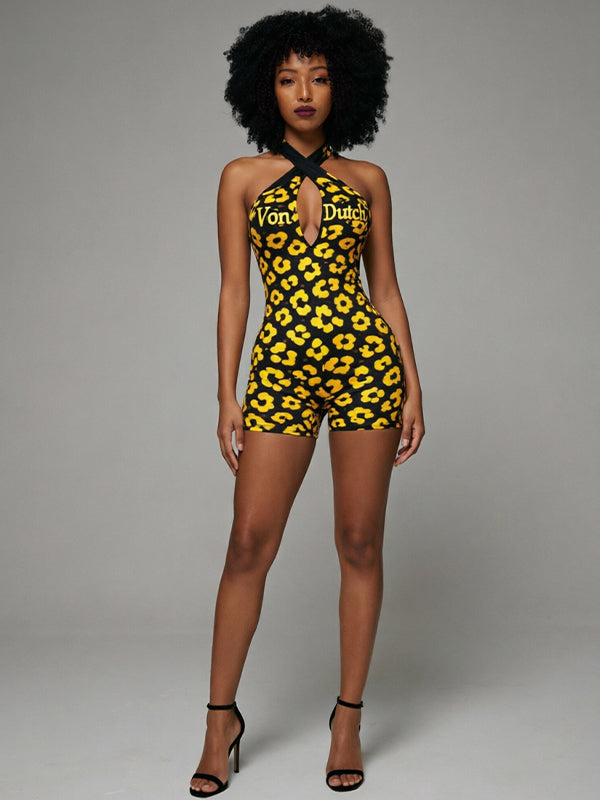 Printed Halter Romper