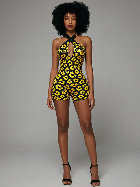 Printed Halter Romper