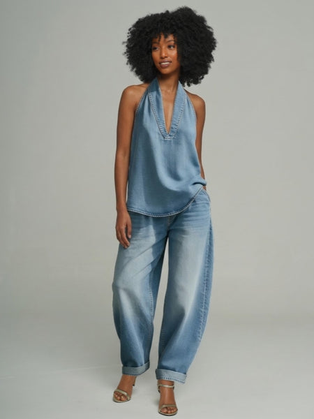 Sleeveless Denim Pants Set