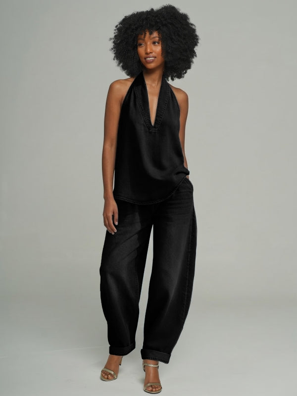 Sleeveless Denim Pants Set