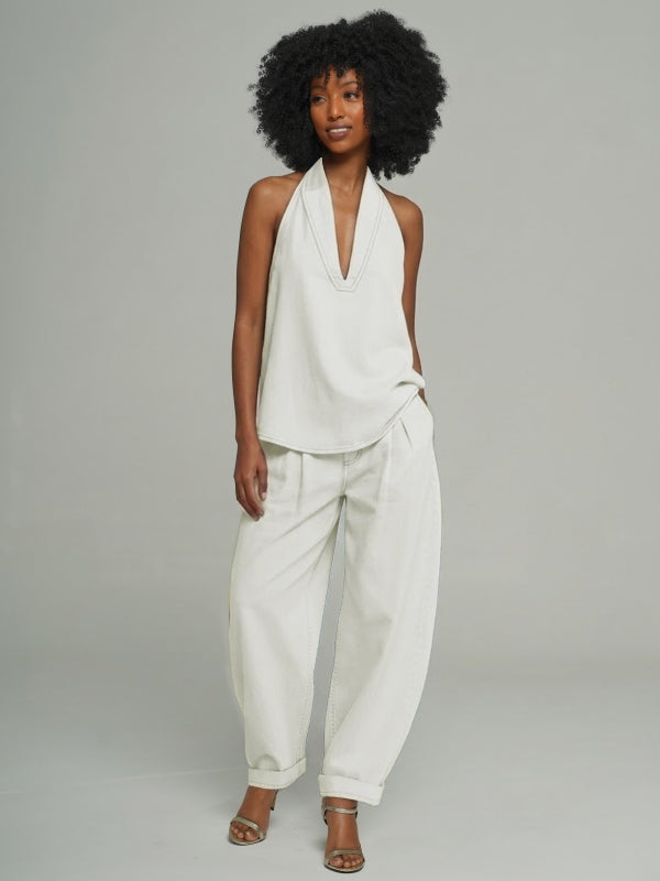 Sleeveless Denim Pants Set