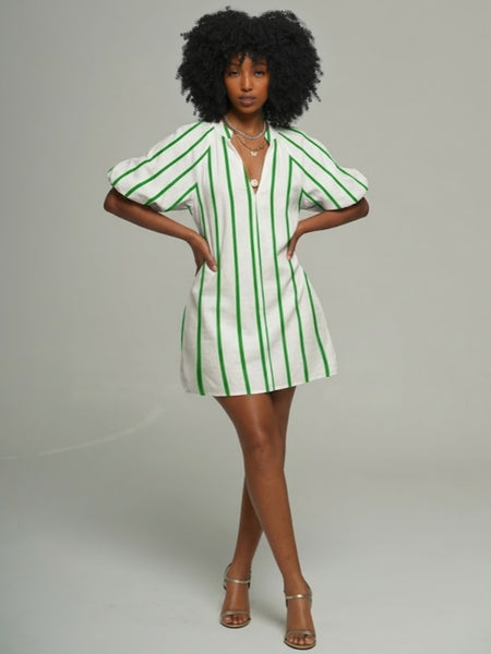 Printed V-Neck Cute Dress