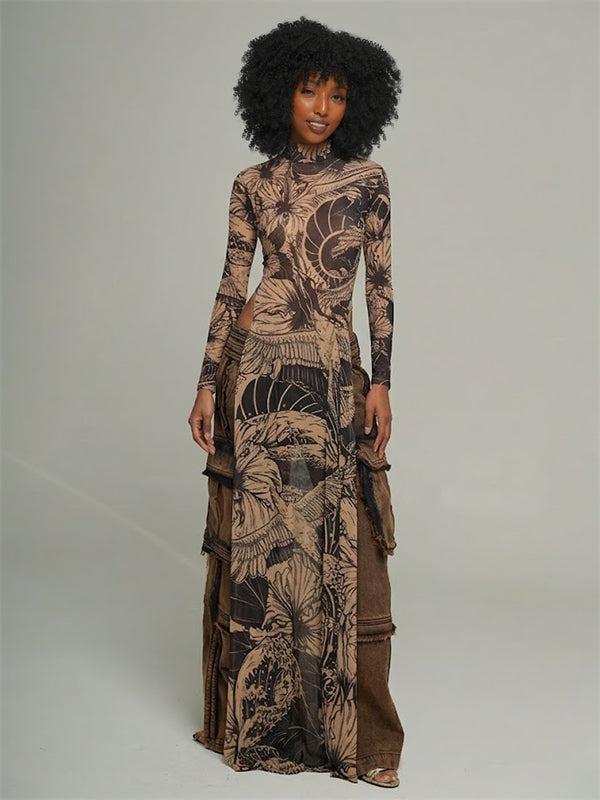 Printed Slit Tunic Top