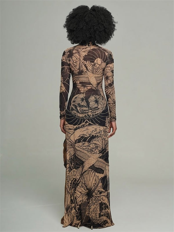 Printed Slit Tunic Top