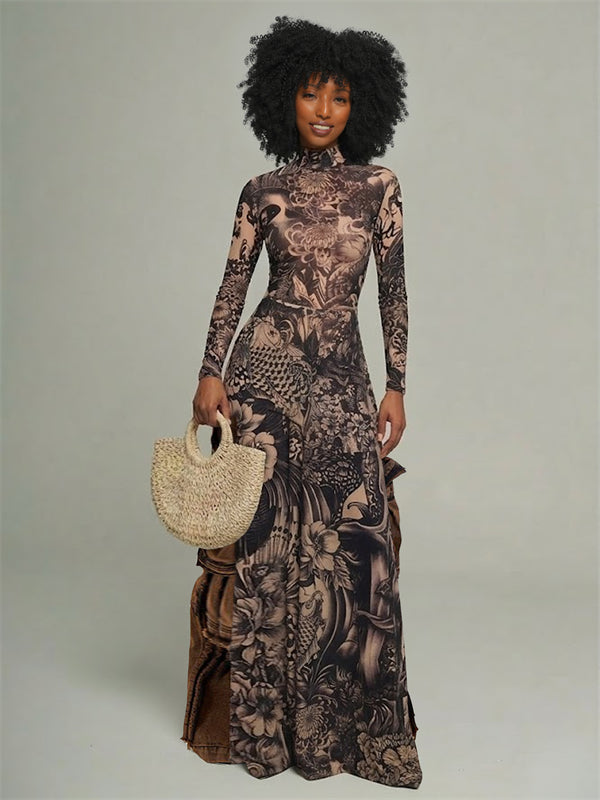 Printed Slit Tunic Top