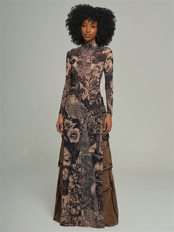 Printed Slit Tunic Top