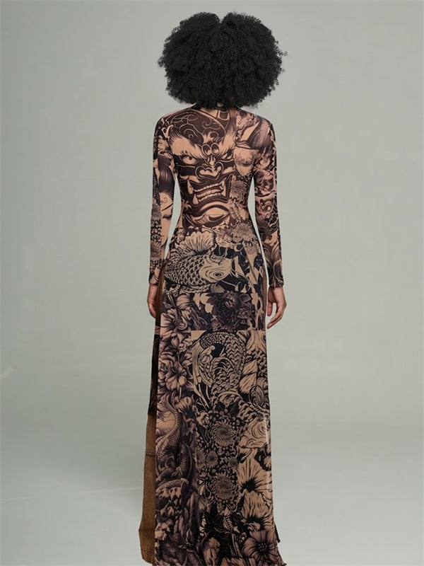 Printed Slit Tunic Top