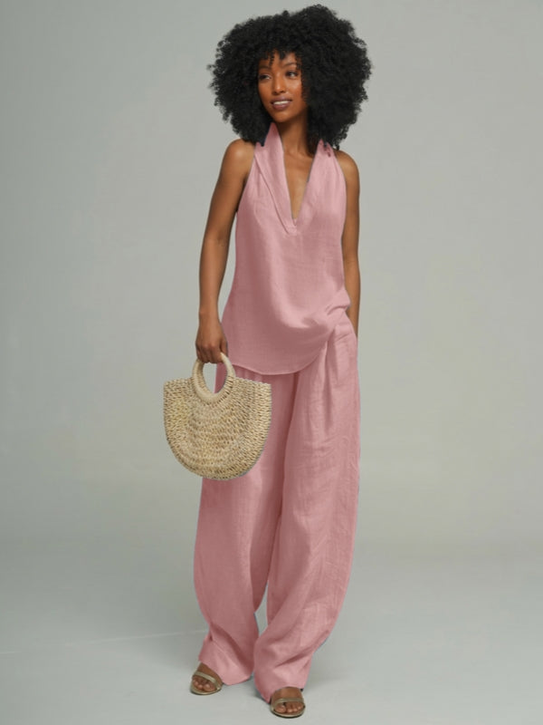 V-Neck Tank Top & Pants Set