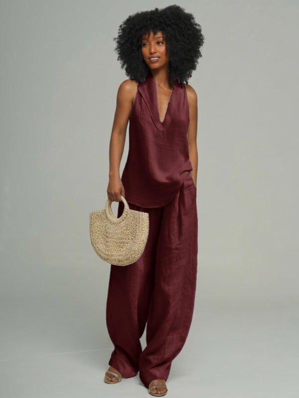 V-Neck Tank Top & Pants Set