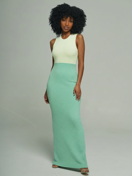 Knit Sleeveless Combo Maxi Dress