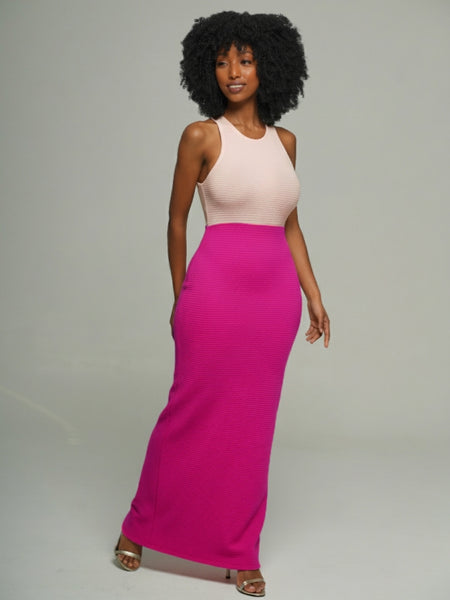 Knit Sleeveless Combo Maxi Dress
