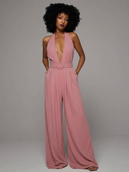 Belted Halter Jumpsuit