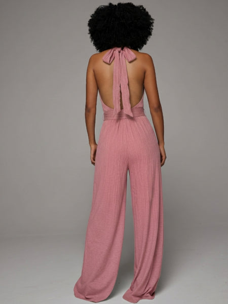 Belted Halter Jumpsuit