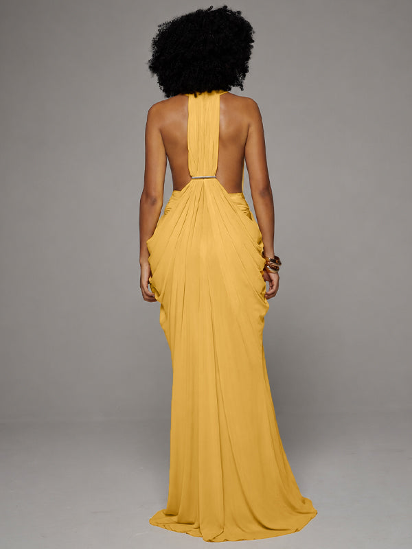 Ruched Sleeveless Maxi Dress